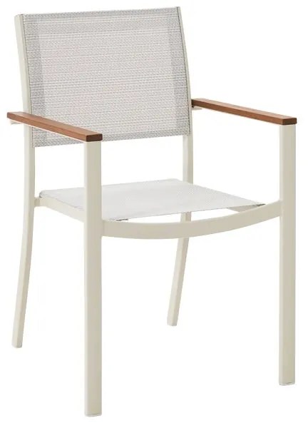 Sedia da giardino in alluminio con braccioli Oris NATERIAL, seduta in textilene beige