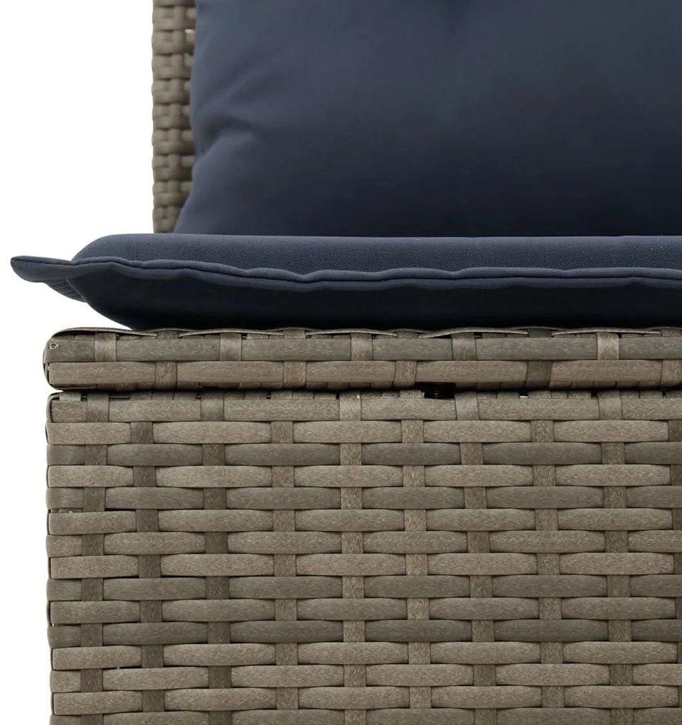 Set divani da giardino 3 pz con cuscini grigio in polyrattan