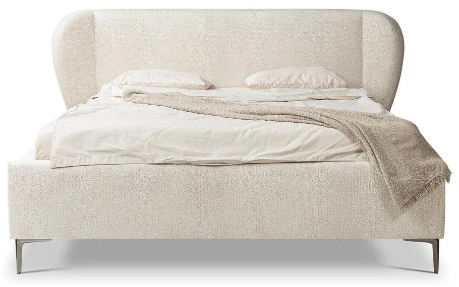 Letto matrimoniale imbottito beige con rete inclusa 140x200 cm Makana – Makamii