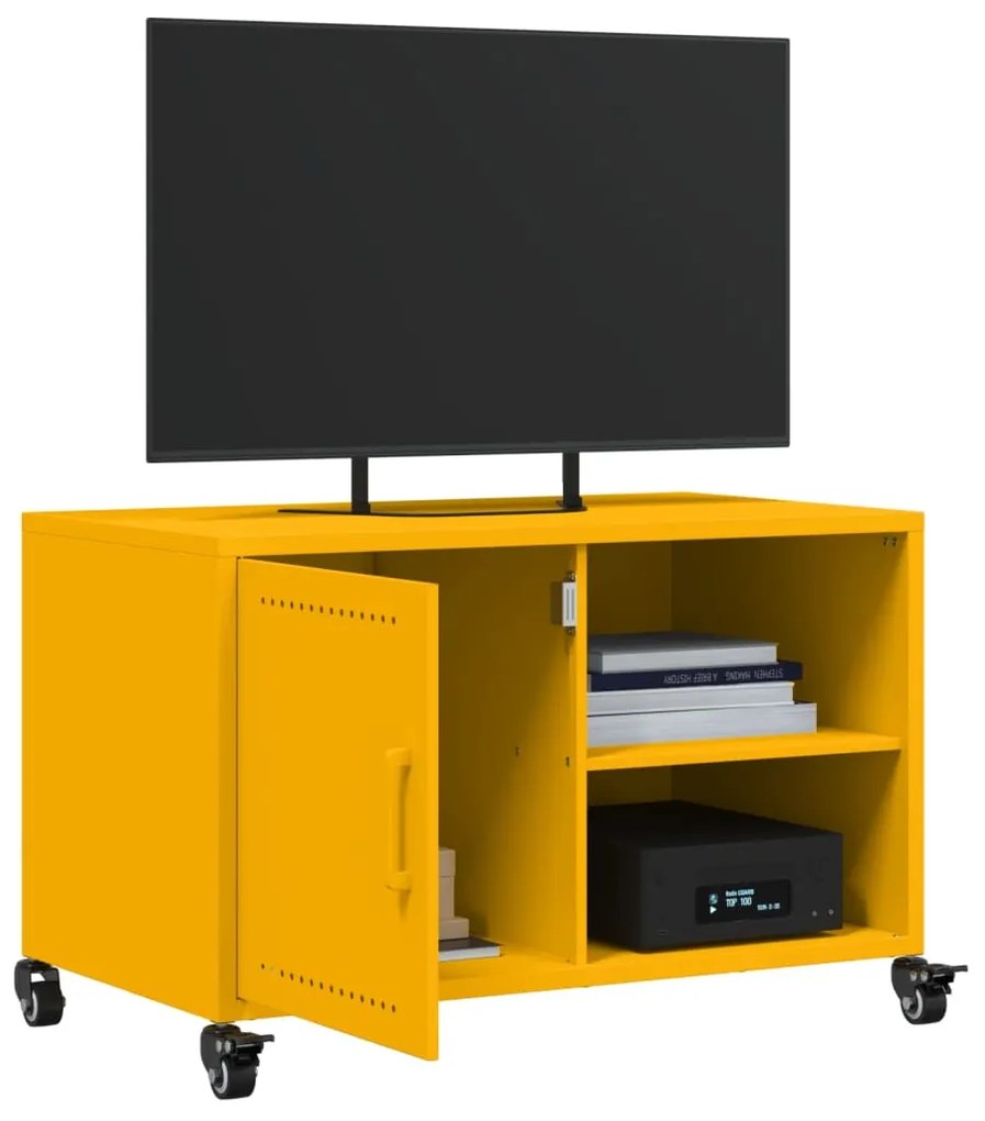 Mobile tv giallo senape 68x39x43,5cm acciaio laminato a freddo