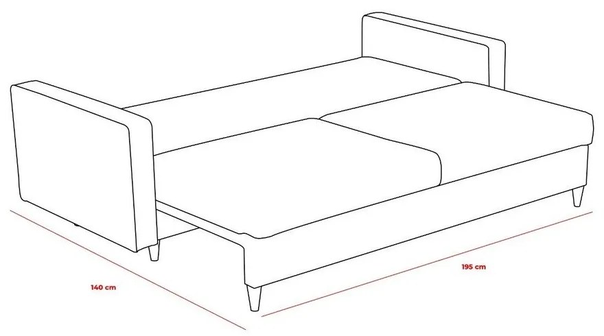 Divano letto marrone chiaro 210 cm Eva - Balcab Home