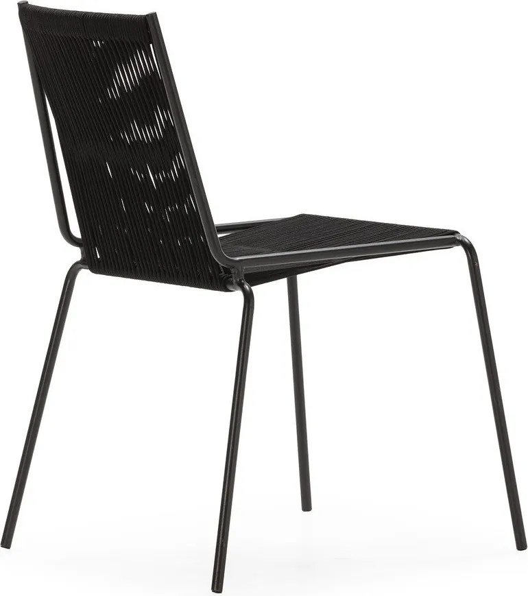 Sedie da pranzo in set nere in metallo impilabili 2 pz Emily – Marckeric