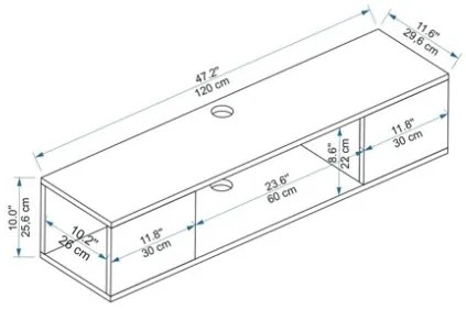 Mobile TV Sospeso 120x30x25 Con Vano Decoder Alisa Rovere E Antracite