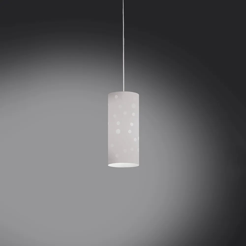 Sospensione Moderna A 1 Luce Pois In Polilux Bicolor Bianco Made In Italy