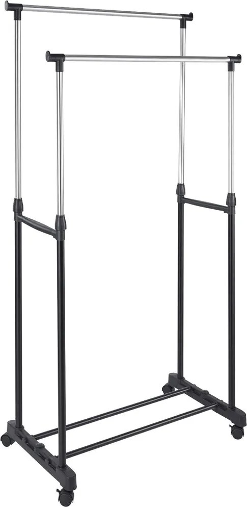 Stand Appendiabiti Doppio con Ruote Stender Regolabile in Altezza 80x40x160cm...