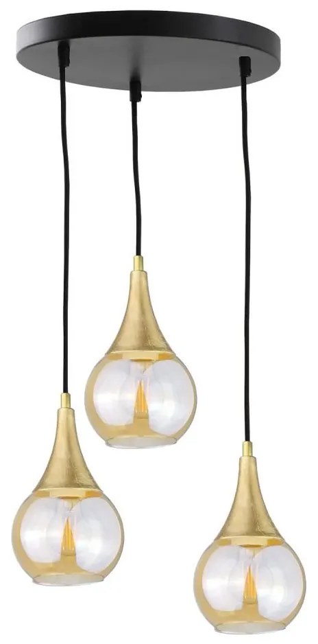 Lampadario a sospensione con filo LACRIMA HONEY 3xE27/60W/230V diametro 30 cm