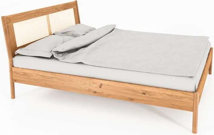 Letto matrimoniale in rovere con testiera in rattan 140x200 cm Pola - The Beds