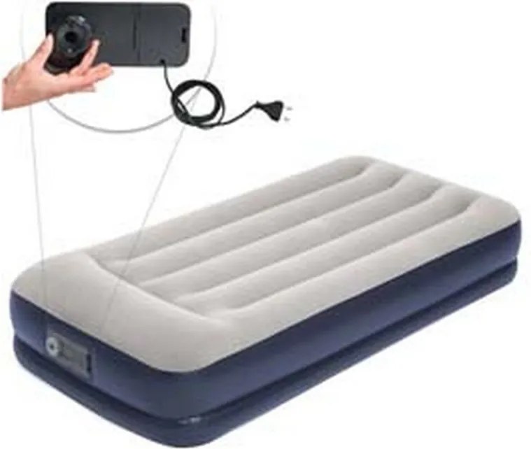 1PZ materasso gonf. airbed tritech grigio singolo pompa el integrata cm191x97x3