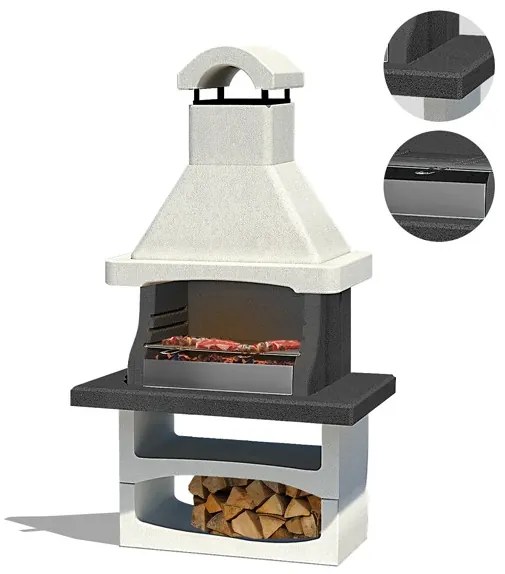 Barbecue A Legna In Muratura Per Esterni Con Parabraci Inox 125x64x241 Salamanca Sarom