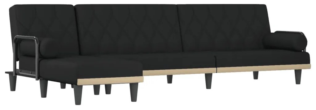 Divano letto a l nero 260x140x70 cm in tessuto