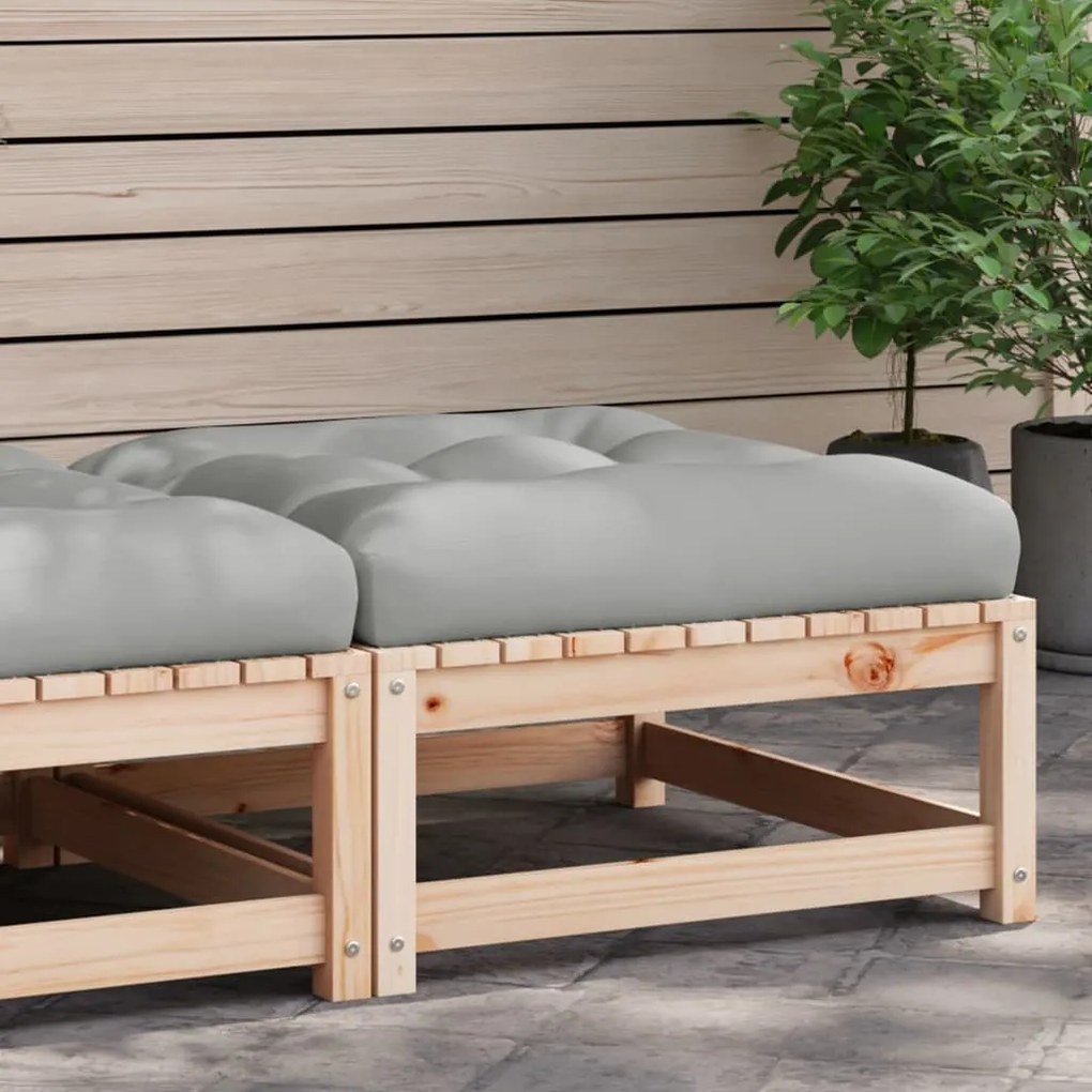 Poggiapiedi Da Giardino Con Cuscino İn Legno Massello Di Pino /