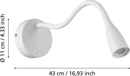 Eglo 901819 - Lampada da parete flessibile a LED OLIVANDINO LED/3,8W/230V bianca
