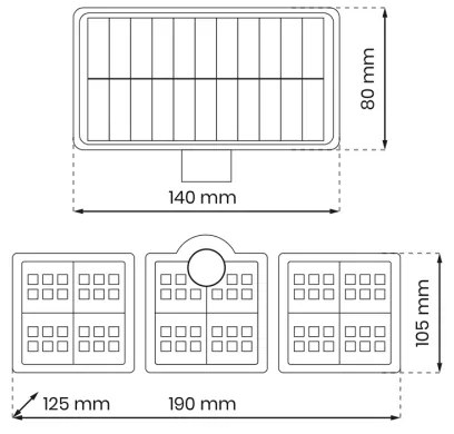 LED Proiettore solare con sensore di movimento LED/20W/3,7V 1200 mAh IP44 + T