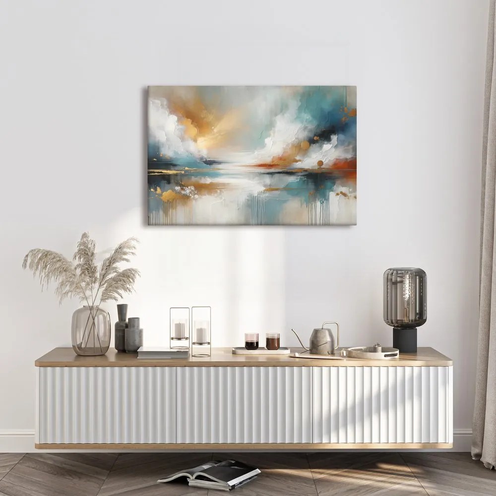 Quadro su tela – Cielo dorato sull’acqua