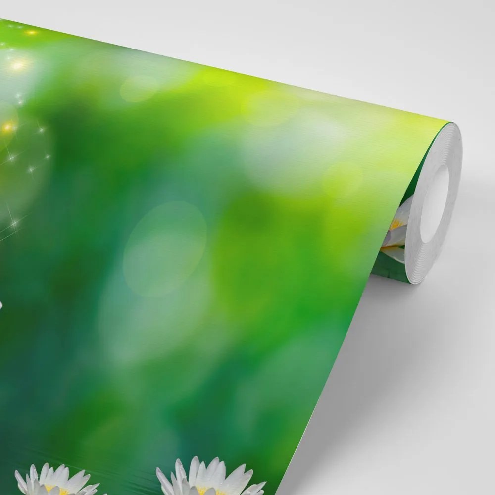 Carta da parati – Buddha dorato su fiore di loto