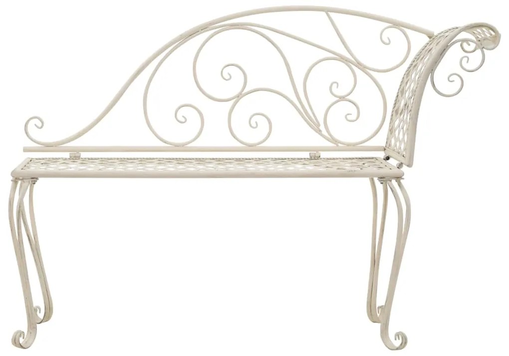 Sdraio da giardino 128 cm in metallo anticato bianco