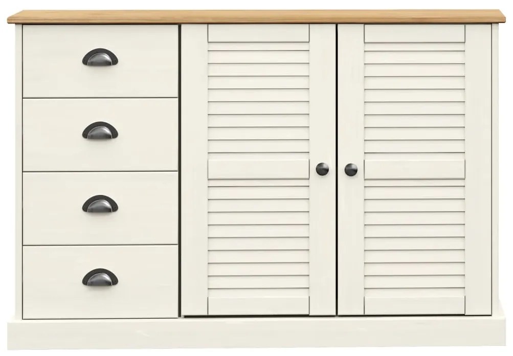 Credenza cassetti vigo 113x40x75 cm legno massello pino bianco