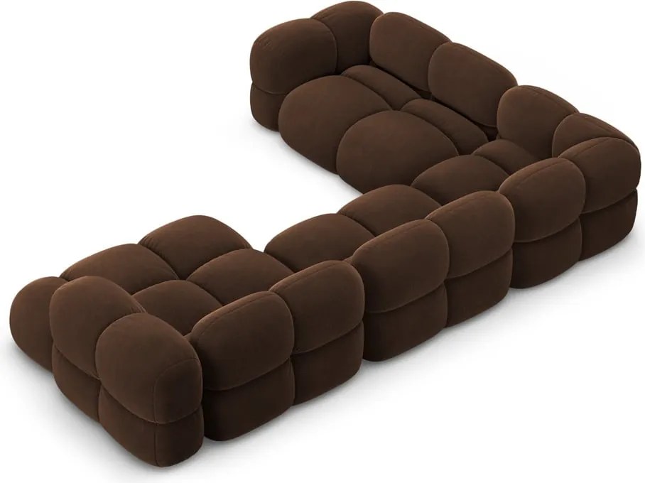 Divano angolare marrone scuro (con penisola a sinistra/a U) con rivestimento in velluto Loretto – Cosmopolitan Design