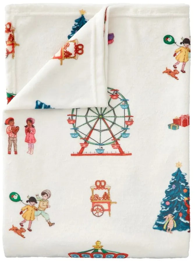Coperta per bambini bianca in micropile 150x200 cm Christmas Fairground – Belle &amp; Boo