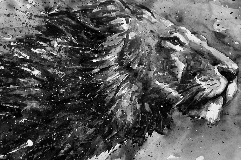 Stampa su tela – Re degli animali in acquerello bianco e nero