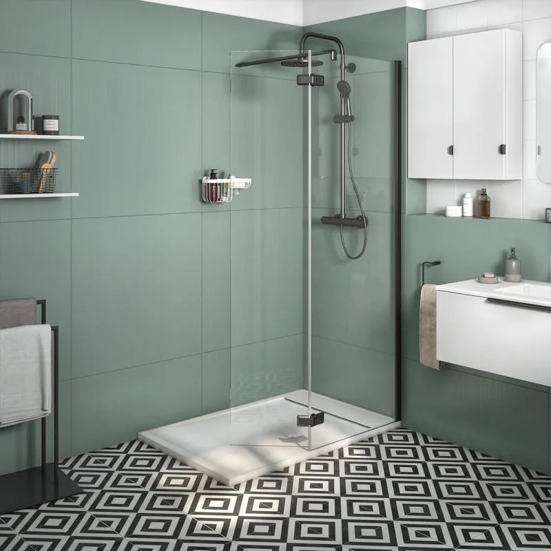 Box doccia walk-in Neo, vetro 8 mm, L 118-119.5 cm x H 200 cm, profilo nero