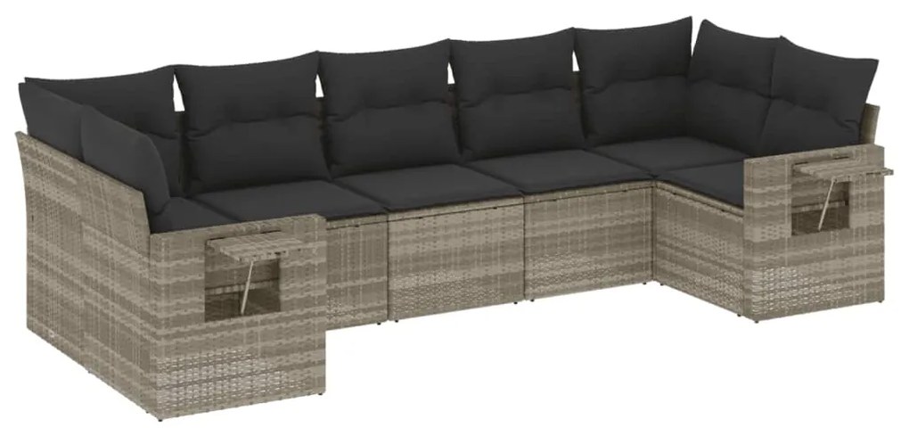 Set divani da giardino 7pz con cuscini grigio chiaro polyrattan