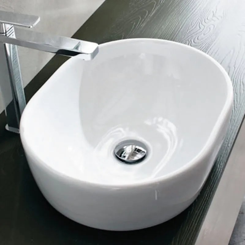 Lavabo da appoggio NESPOLA ovale in ceramica bianco