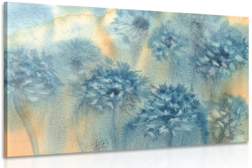 Quadro su tela – Dente di leone blu in acquerello