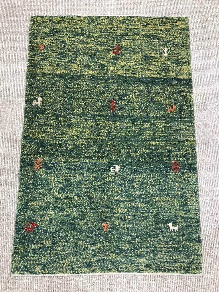 Gabbeh Tappeto persiano 120 x 80 Verde (Iran) Annodato A Mano