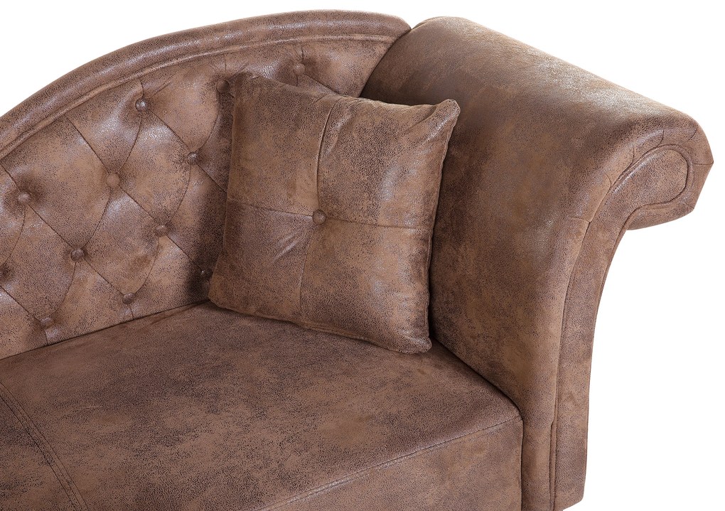 Chaise longue in scamosciato sintetico marrone destra LATTES Beliani