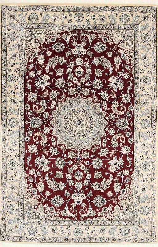 Nain Tappeto persiano 200 x 130 Rosso (Iran) Annodato A Mano