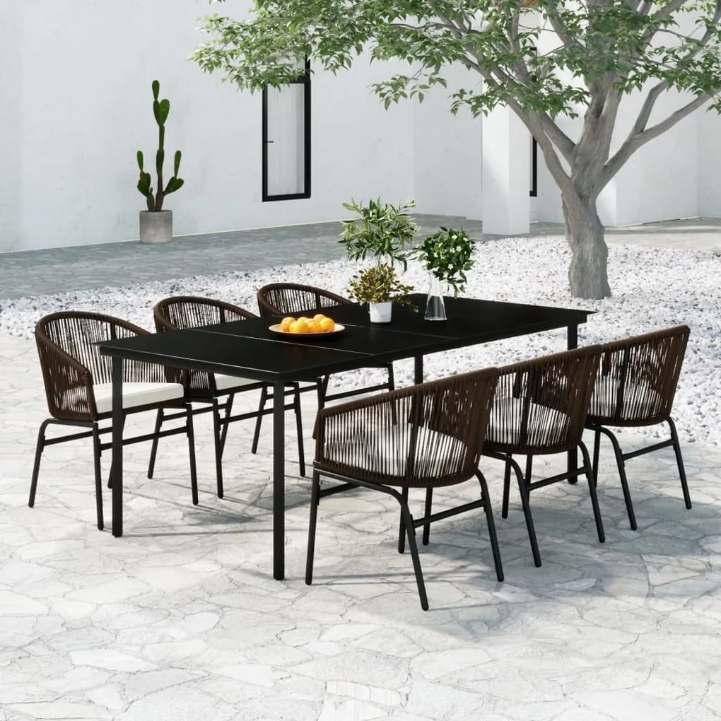 Set mobili da pranzo da giardino 7 pz marrone