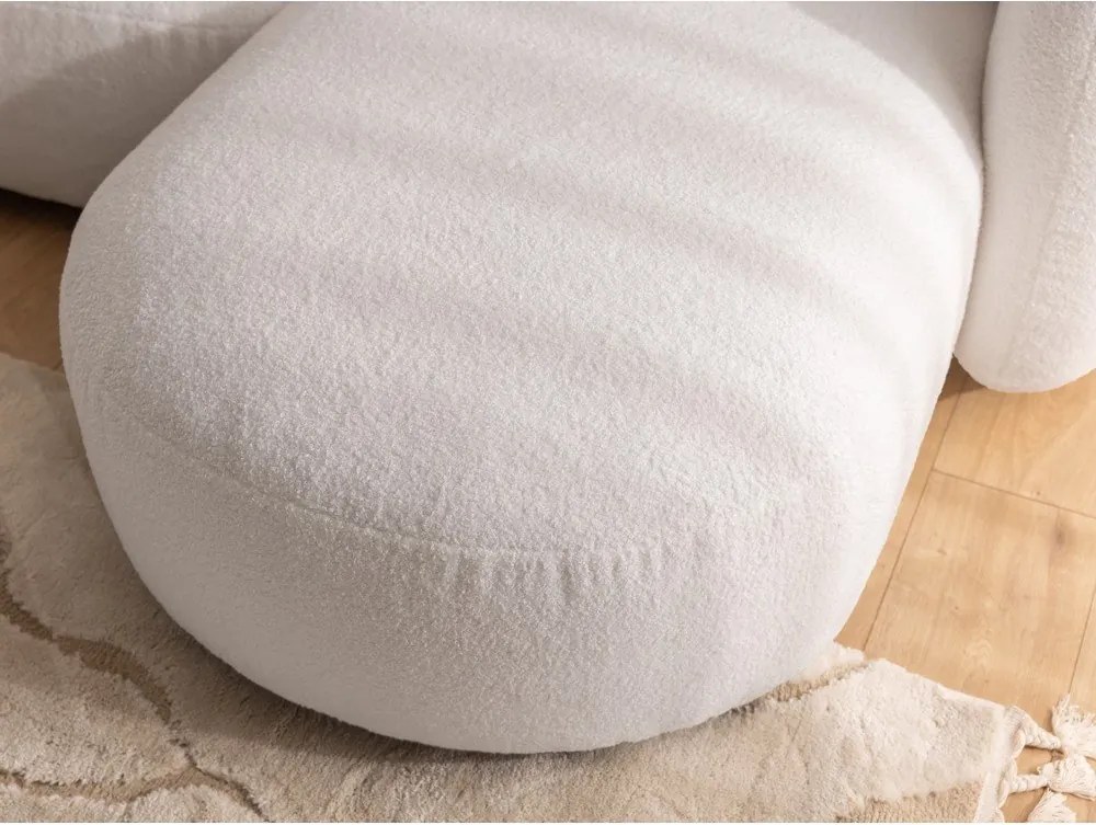 Divano angolare color crema (con penisola a destra/con chaise lounge) con rivestimento in bouclé Orbit – Ropez