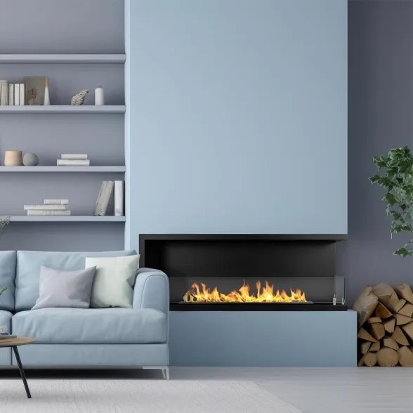 Camino a bioetanolo da incasso ad angolo biocamino angolare 120x45 cm SUTRI 120 DX