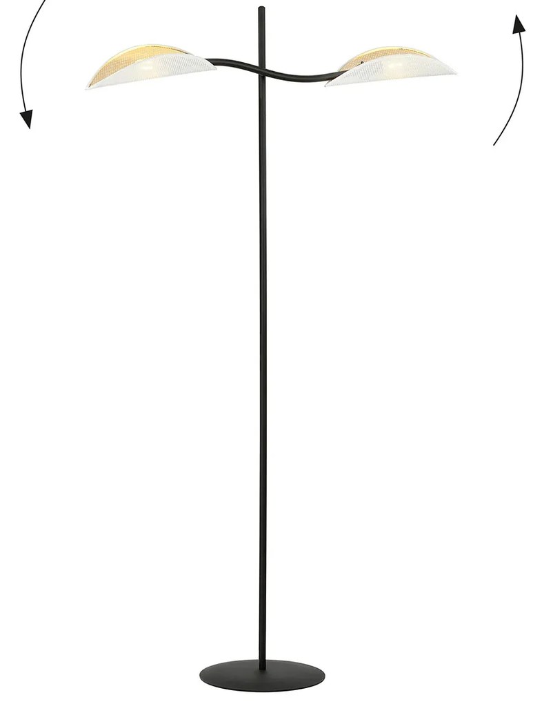 Piantana Contemporaneo Ares Acciaio Nero 2 Luci E14 Ip20