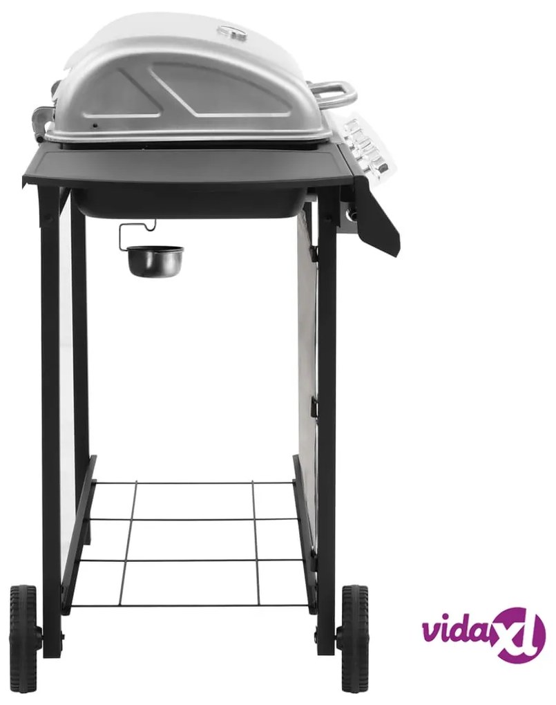 vidaXL Griglia Barbecue a Gas con 4 Bruciatori Nero e Argento