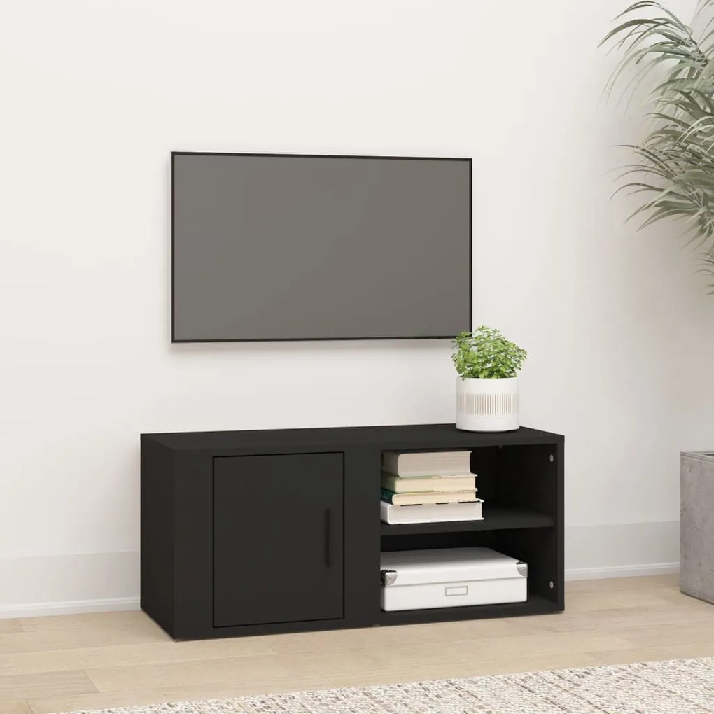 Mobile porta tv nero 80x31,5x36 cm in legno multistrato