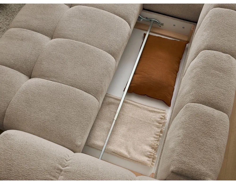 Divano angolare grigio tortora allungabile e con contenitore (penisola a sinistra/a L) con rivestimento in ciniglia Everest – Bobochic Paris