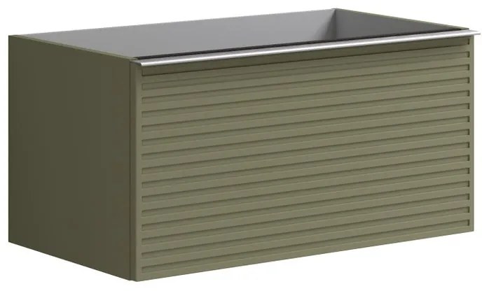 Mobile da bagno sotto lavabo Pixel stripes verde laccato opaco L 80 x H 40 x P 45.5 cm 1 cassetto, lavabo non incluso