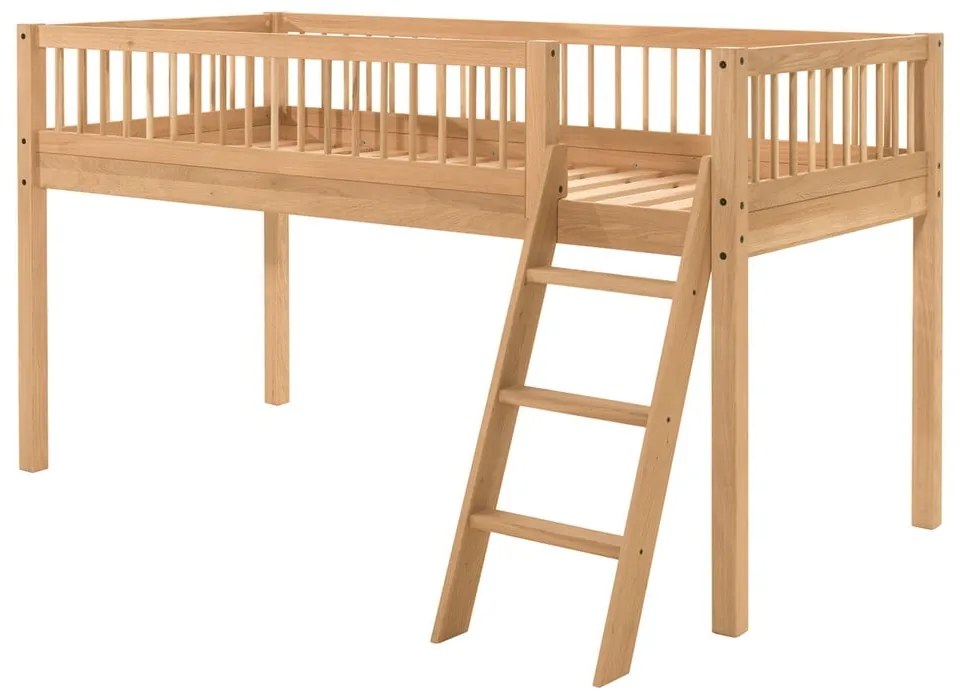Letto rialzato per bambini in legno di quercia in colore naturale 90x200 cm Forrest - Vipack