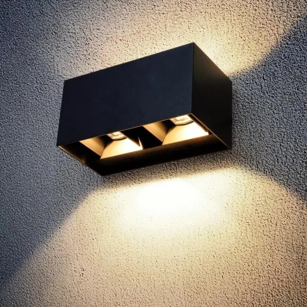 Brilagi - Lampada da parete per esterni DOUBLE CUBE LED, 12W/230V, nera, IP65