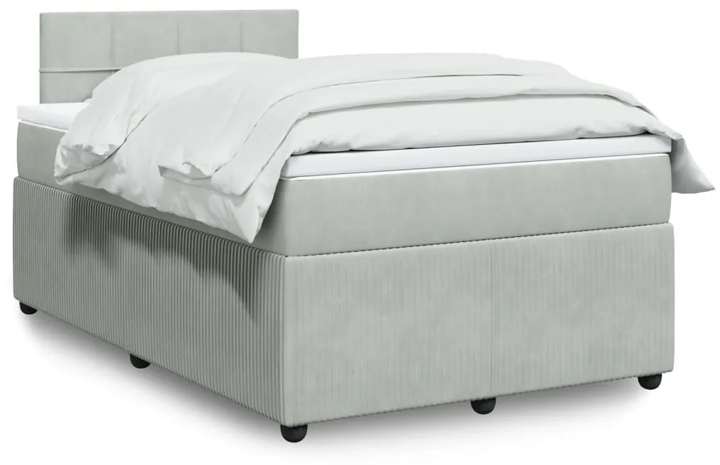 Giroletto A Molle Con Materasso Grigio Chiaro 120x190cm Velluto /