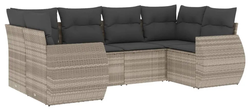 Set divano da giardino 6pz con cuscini grigio chiaro polyrattan