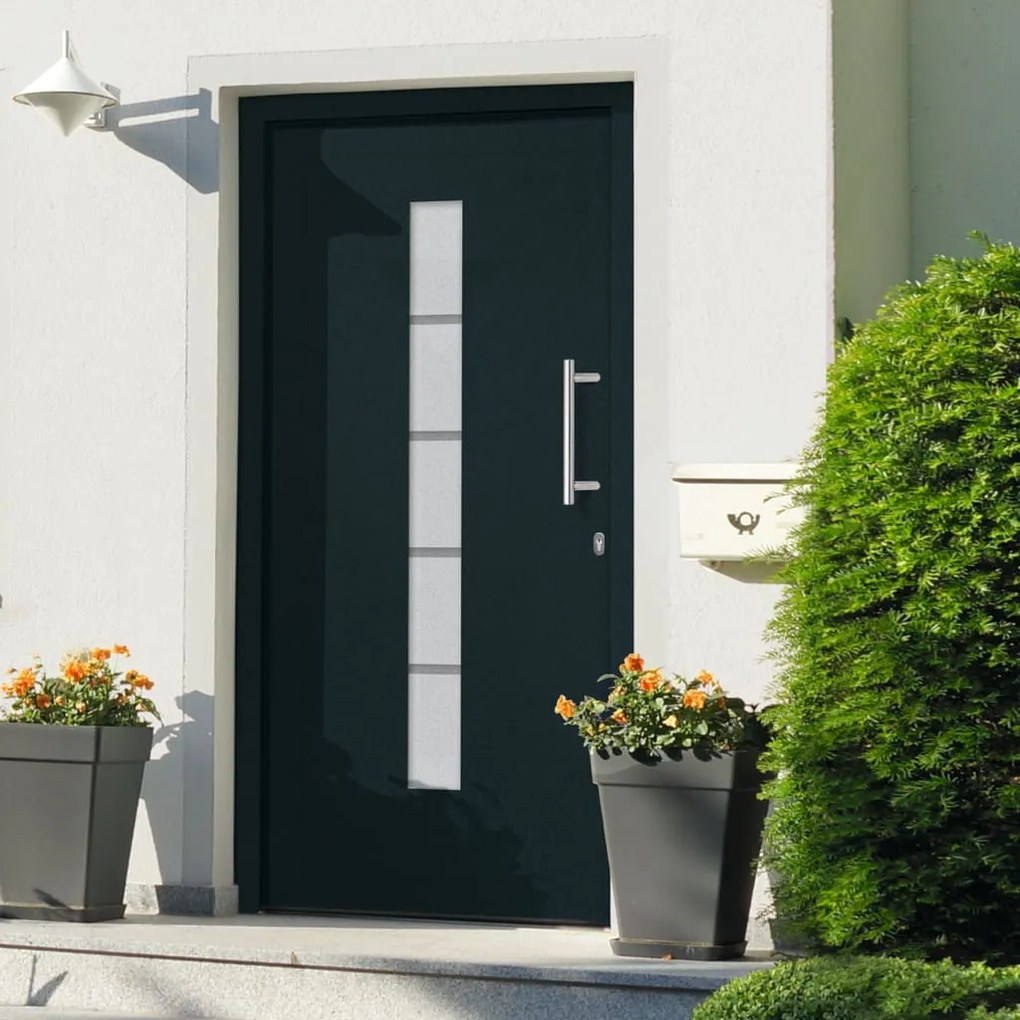 Porta Dıngresso İn Alluminio E Pvc Antracite 110x210 Cm /