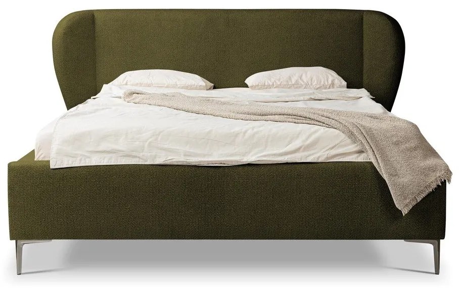 Letto matrimoniale imbottito verde scuro con rete inclusa 140x200 cm Makana – Makamii