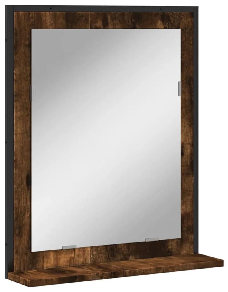 Specchio Bagno con Ripiano Rovere Fumo 50x12x60 cm Multistrato