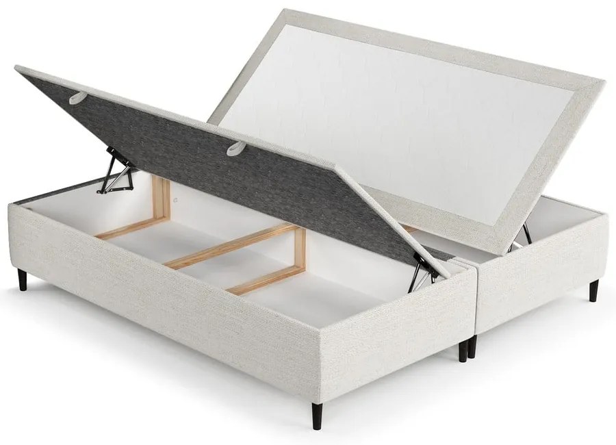 Letto matrimoniale imbottito crema con contenitore 180x200 cm Tate - Maison de Rêve