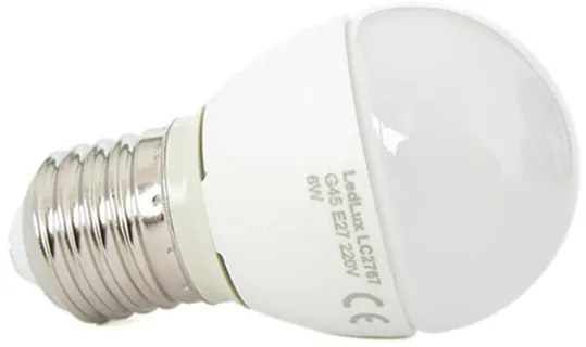 Lampada A Led E27 G45 6W Bianco Caldo 3000K Forma Sfera Bulbo Palla 240 Gradi 220V SKU-21174