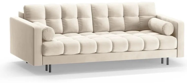 Divano color crema allungabile/con contenitore con rivestimento in velluto 222 cm Bali – Cosmopolitan Design