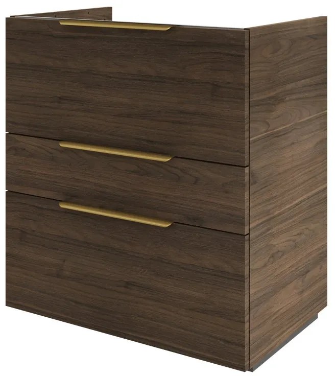 Mobile da bagno a terra  L 75 x H 84 x P 48 cm noce, 3 cassetti SENSEA Neo Line, Maniglie acquistabili separatamente